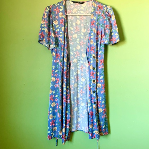 Zara silk floral blue dress - Picture 2 of 5